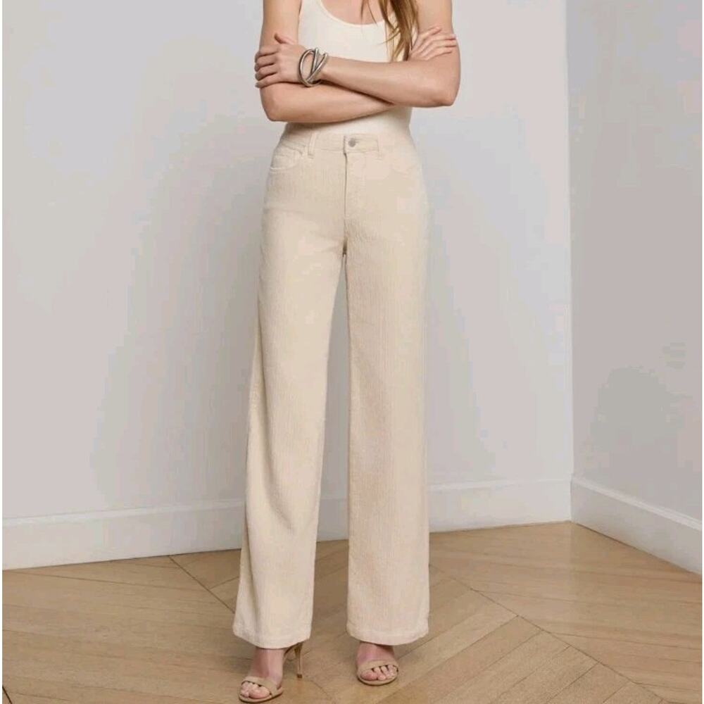 L'agence - Scottie Corduroy Wide-Leg Jean - French Vanilla Women’s Size 24 Cream